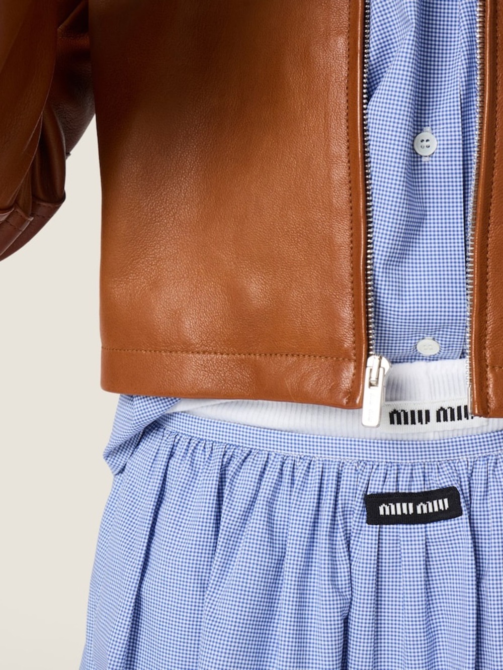 Miu Miu Cotton Gingham Midi Skirt It36 - Picture 6 of 6
